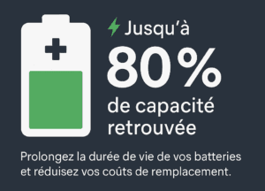 Régénérateur de batterie pour chariot élévateur qui récupère 80% de sa capacité