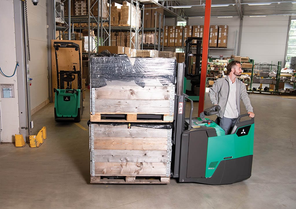 Transpalette électrique plateforme double